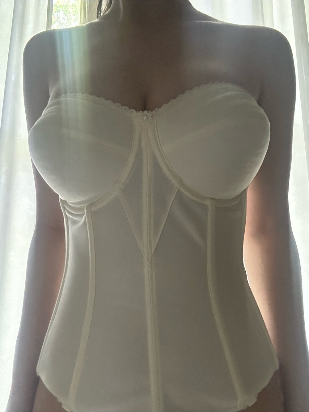 Dominique Strapless Longline Corset Bustier in Ivory